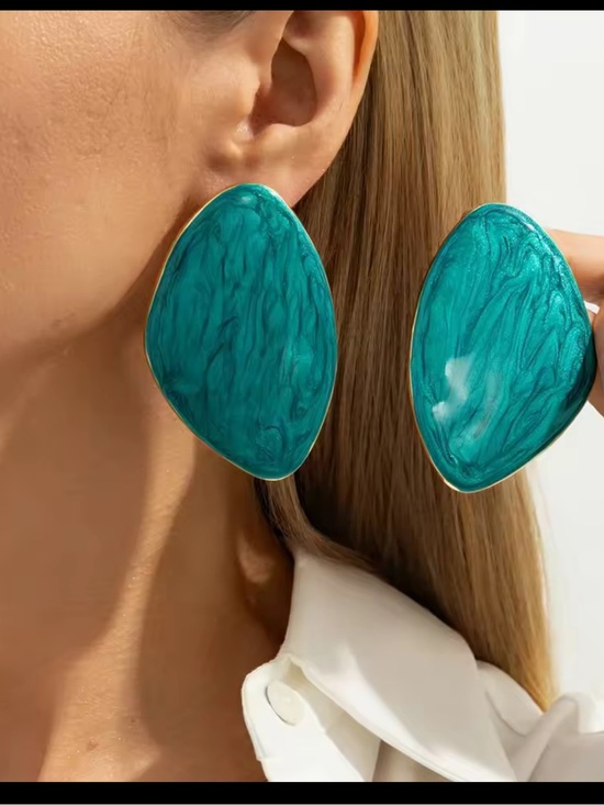 Anthropologie Jewelry - Teal Marble Statement Earrings - Women Jewelry